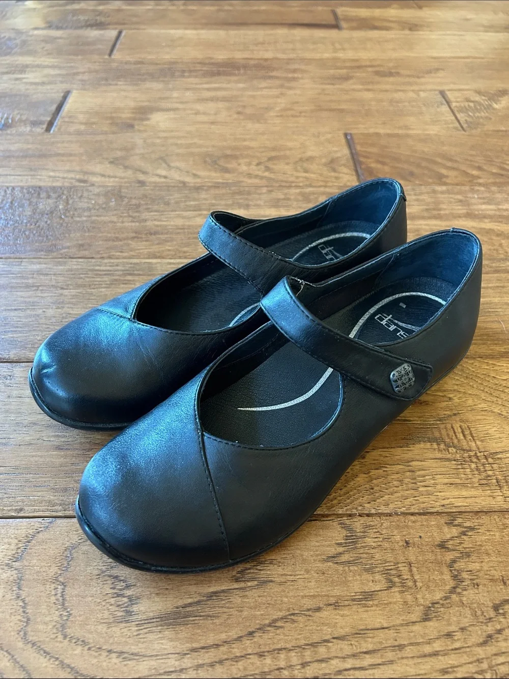Dansko Mary Jane Flats Comfort Shoes Black Leather Size 36